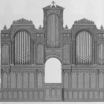 Vyobrazenie organovej skrine z firemného katalógu.