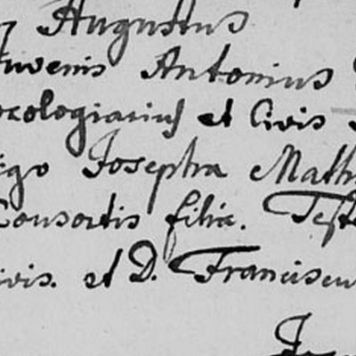 Záznam o sobáši Antonia Bernhardta s Pantočekovou dcérou Josephou v roku 1742. organari/Pantocek_dcera_sobas1742.jpg